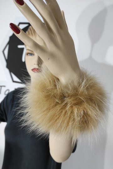 Beige Fox Fur Cuffs